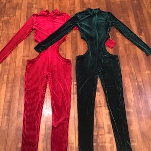 Open Sides out Rompers Available in Green Or Red